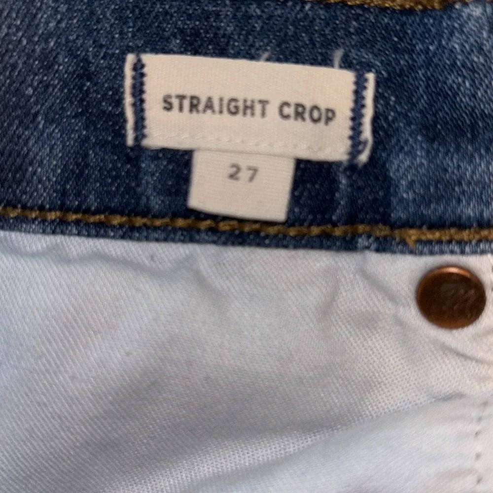 Madewell Classic Straight Crop Jeans Womens Size 27, Medium Wash‎ Distressed